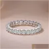 Anéis de banda anéis para mulheres sier cor zircônia cúbica anel branco pedra nupcial casamento noivado na moda jóias bijoux femme cc1565 dro dhhl0