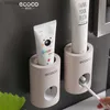ECOCO porte-distributeur automatique de dentifrice | Ensemble d'accessoires de salle de bains, porte-brosse à dents, support mural pour brosse à dents Q231202