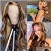 Human Hair Wigs Brazilian Wig For Black Women Honey Blonde Body Wave Lace Front Wighighlight Ombre Drop Delivery Products Remy Virgin Dhvkt