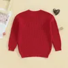 Conjuntos Criança Bebê Menina Dia Dos Namorados Suéteres Manga Longa Coração Bordado Malha Pulôveres Oversized Jumper Bonito Tops 231202