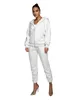 Kvinnors tvåbitar byxor Kvinnor Casual Spring Solid Loose Hoodie Set Zip Athleisure Sweatshirt Ankle-Length Suit Athflow Style Outfits