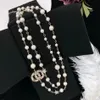 Designer halsband lyxiga hänge halsband med bokstavs klassiska stil uttalande strängar strängar elegant pärlkedja lång dubbel lay3311