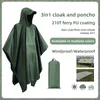 Ropa de lluvia 3 en 1 impermeable portátil multifuncional al aire libre con capucha poncho de lluvia senderismo poncho impermeable impermeable al aire libre tienda de campaña estera 231201