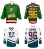 Hockey hockey personnalisé hockey sur glace personnalisé Mighty Ducks d'Anaheim Jersey 1996-06 blanc vert femmes jeunesse votre nom votre numéro n'importe quelle taille XS