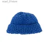 Beanie / Skull Caps 2022 Gorro de malha Pineple Padrão Chapéu de lã Ins Inverno Wild Klein Azul Cor Sólida Gorros Chapéus Tide Bonnets para MulheresL231202