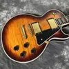 Hochwertige kundenspezifische elektronische Gitarre, Griffbrett aus Rosenholz, Sun Blast Tiger Flame Top Gold Hard, kostenloser Versand 258