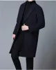 Fashion Mens Wool Coat Solid Long Sleeve Woolen Jackets Fleece Men Overcoat Streetwear Long Trench Outerwear Autumn Winter