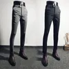 Abiti da uomo maschi alla moda pantaloni formali in stile coreano dritta slim fit pantaloni corti elasticizzati