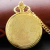 Taschenuhren Luxus Blau Strass Goldkette Quarzuhr Vintage Herren- und Damenhalsketten Anhänger Schmuck Uhr Geschenk