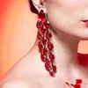 Dingle örhängen 2023 lyxiga flerlager röd stor kristall långa frans damer överdrivna mode ultra blixt ädel smycken