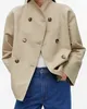 Женские куртки Женская осенняя одежда Короткая двубортная куртка из смеси хлопка и льна