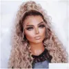 Synthetic Wigs Ash Blonde Curly Lace Front Human Hair For Women Brazilian 360 Deep Wave Frontal Wig Cosplay Drag Queen Drop Delivery P Dhl8K