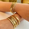 Bracciale rigido in acciaio inossidabile con stella di cristallo per donna Gioielli di marca di moda Braccialetti placcati oro 18 carati impermeabili Accessori per feste