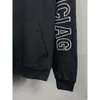 B Family High Edition Paris Classic Letter Big Embroidered Hoodie BLCG Black Hoodie Sweater