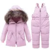 Down Coat 2023 Winter Spädbarn Baby Suit Tjock varm barnjacka Jumpsuit Barnflickor Kläder Set 14 år pojke Snowsuit 231202