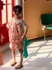 Conjuntos de roupas 2023 Verão Irmão Irmã Outfits Kid Boy Tulip Imprimir Mangas Curtas Camisa Shorts 2 Pcs Menina Bebê Doce Flor Princesa Vestido