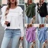 Solid color shirt women's temperament casual long-sleeved top