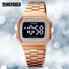 Women's Watches Fashion Women's Watches Luxury Led Light Digital Watch Stainless Steel Ladies Dress Wristwatch Calendar Clock SKMEI Bracelet 231201