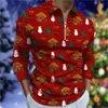 Polos masculinos Camisa Polo Masculina Golf Papai Noel Impressões Gráficas 3D Impressão Rua de Natal Manga Longa Zipper Roupas Vestuário Moda Designer 231202