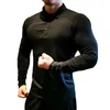 Polo's voor heren Sneldrogend hardloopshirt Heren Bodybuilding Sport T-shirt Compressietop met lange mouwen Gym Fitness Strakke compressiepolo Jetseys 231202