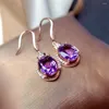 Kolczyki Dangle Vintage Fashion Purple Crystal Diamonds Diamonds Kamienie Kamienie dla kobiet Kolor Rose Gold Kamers Cones Kamienie Biżuteria Brincos