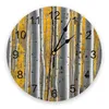 Wall Clocks Yellow Birch Forest With White Trunks Silent Home Cafe Office Decor For Kitchen Art Large