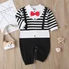 Rompertjes Geboren Baby Romper 2023 Herfst Lange Mouwen Bowtie Stijl Meisje Kleding Kleine Zachte Man Baby Babe Jumpsuits 231201