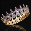 Goud Paars Koningin Koning Bruidskroon Voor Vrouwen Hoofdtooi Prom Pageant Bruiloft Tiara's En Kronen Haar Sieraden Accessoires Y1130312d