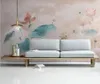 Tapeten Seerosen-Blumen-Tapetenrollenwandbilder 3D-Wandbild für Schlafzimmer PO-Wandpapiere Kunstdekor Florale Leinwand Kontaktpapier Benutzerdefinierte