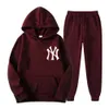 NY Long Sleeved Pants Sport Sweter dla mężczyzn i kobiet Koreańska moda na swobodny i zachodni styl prawny zestaw