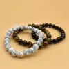 Bracelet de perles en pierre naturelle pour hommes, 3 pièces, œil de tigre, à la mode, corde élastique en cristal de 8MM, en Agate, 2023