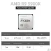 CPUS AMD NYA RYZEN 9 5900X 3,7 GHz 12-kärnor 24-thad CPU Processor AM4 Gamer R9 Parts Accessories 7nm 64m 100-000000061 Drop Delivery DHY2P