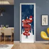 Christmas Decorations 2pcs/set 3D Merry Sign Decorative Refrigerator Door Sticker Waterproof Self Adhesive Wallpaper Wall Decal Home