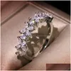 Bandringe Eheringe für Frauen Silber überzogene einfache einreihige Zirkonia Temperament Schmuck Ring Tropfen Cc3118 Drop Lieferung Jude DH6Ym