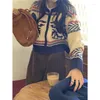 Kvinnors stickor Fashion Vintage Zipper Sweaters Coats 2023 Autumnn O-Neck Sticked Cardigan Y2k Grunge Långärmad Cardigans Mujer