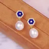 Boucles d'oreilles larme goutte perle boucle d'oreille pour femmes bijoux fins 925 argent Sterling avec Lapis bleu Zircon classique élégant femme cadeau anniversaire