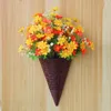 Decorative Flowers Artificial Rattan Basket Wall Hanging Door Pendant Decor Simulation Flower Plant Wreaths Home Garden Party Decoration