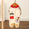 Ropa para perros Versión coreana de ropa de dibujos animados lindos Monos de patchwork de cuatro patas Teddy Chihuahua Suministros para mascotas Pijamas cálidos de invierno