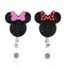 50PCSLot Cute Key Rings Cartoon Mouse Head Enamel Rhinestone Nurse Medical Gift Retractable Animal ID Name Badge Reel Holder8374438