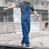 Herrbyxor vårhösten retro överdimensionerad denim overaller stor storlek arbetskläder kausal lös high street spänning jumpsuits manliga kläder