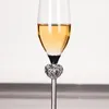 Bicchieri da vino 2 pezzi Set di bicchieri da champagne per matrimoni Cuori Argento Tostatura Flauto Calice Amante delle feste Anniversario Regalo di San Valentino