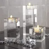 Ljushållare 4-20 cm Fashion Luxury Candle Holders Solid Crystal Clear Square Glass Tealight Candlestick For Wedding Home Decor El Supplies 231201