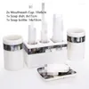 Bath Accessory Set Four-piece Shell Resin Lotion Bottle Tooth Mug Restroom Toothbrush Tools Soap Dish Tissue Box Household Accessories