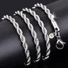 YHAMNI 100% Original 925 Silver Necklace Women Men Gift Jewelry 3mm 16 18 20 22 24 26 28 30 inch Rope Chain Necklace YN892818