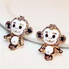 Orecchini a forma di scimmia animale carino per donne Ragazze Accessori per gioielli orecchini vintage placcati in oro smaltato bianco327u