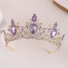 Pinces à cheveux en cristal violet, couronne de mariée, coiffure baroque, diadèmes de mariée, couvre-chef pour femme, accessoires bijoux de fête