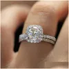 Band Rings Wedding Engagement Rings Set For Women Couple Square Sier Color Cubic Zircon Birde Ring Dazzling Fashion Jewelry Sr531-M Dr Dhkcy