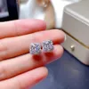 Stud Oorbellen Vierkante 2ct Diamanten Oorbel Echt 925 Sterling Zilveren Sieraden Moissanite Engagement Bruiloft Voor Vrouwen Men277N