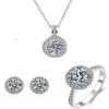 Solitaire Lab Set di gioielli con diamanti 925 Sterling Silver Party Anelli di nozze Orecchini Collana per le donne Gioielli da sposa Moissanite251S