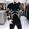 Men's Sweaters Stylish Printed O-Neck Spliced All-match Korean Sweater Men Clothing Autumn Oversized Casual Pullovers Loose Warm Tops 231201